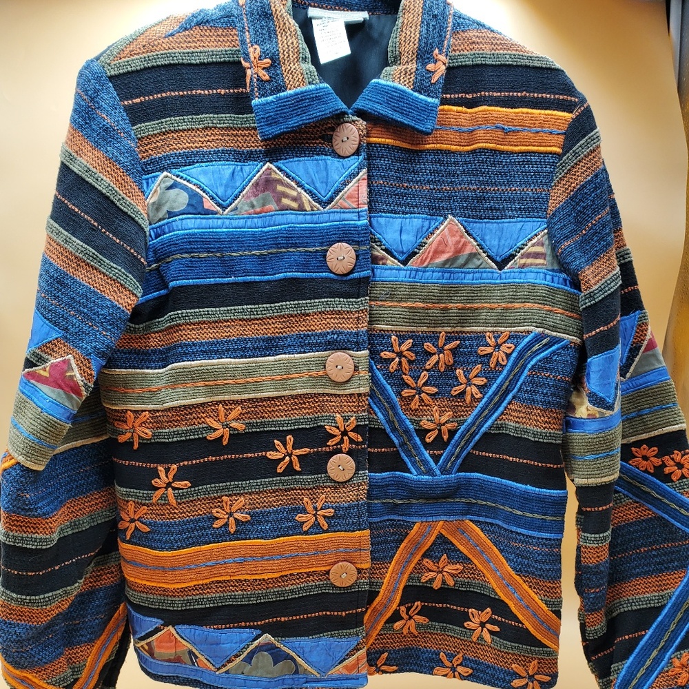 Cold Water Creek Lined Jacket Aztec stripe